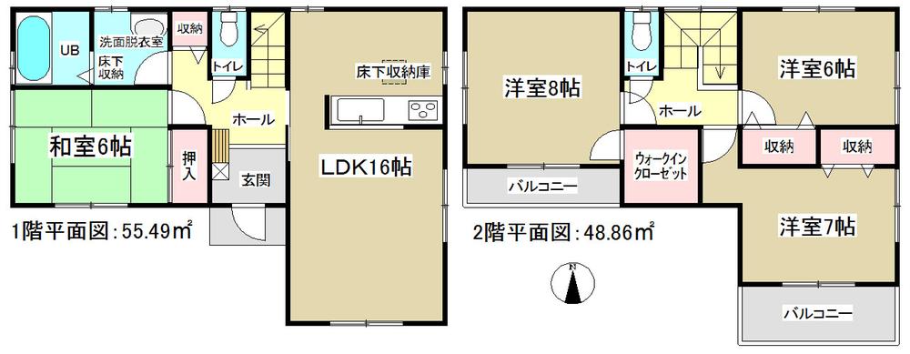 Floor plan. (1 Building), Price 18,800,000 yen, 4LDK, Land area 156.01 sq m , Building area 104.35 sq m