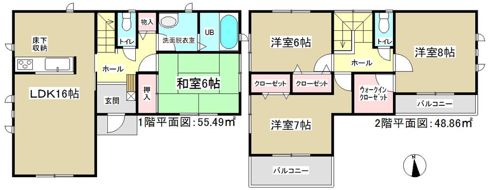 Floor plan. (1 Building), Price 26,800,000 yen, 4LDK, Land area 166.48 sq m , Building area 104.35 sq m