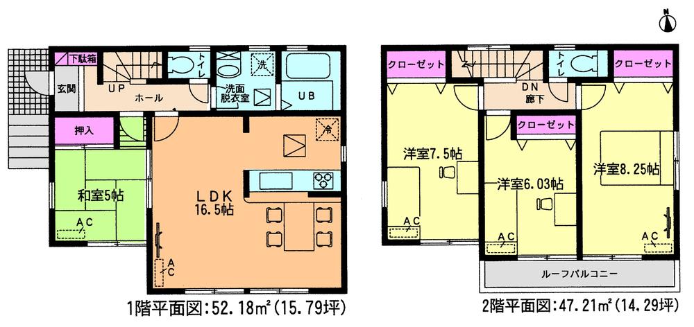 Floor plan. 22,800,000 yen, 4LDK, Land area 152.14 sq m , Building area 99.39 sq m floor plan Zenshitsuminami direction! 