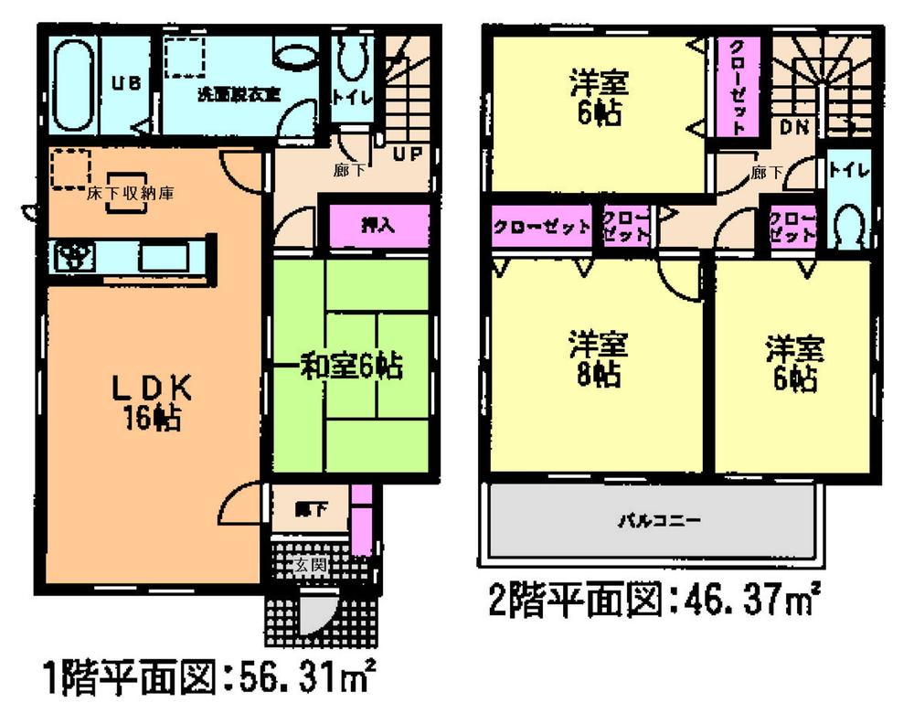 Floor plan. (3 Building), Price 17.8 million yen, 4LDK, Land area 153.78 sq m , Building area 102.69 sq m