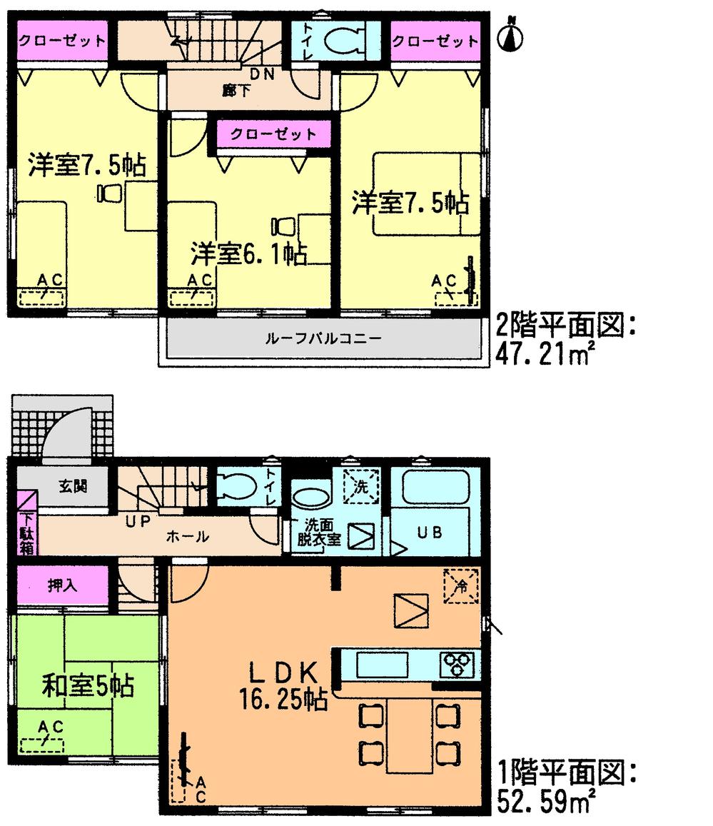 Floor plan. (Building 2), Price 20.8 million yen, 4LDK, Land area 161.26 sq m , Building area 99.8 sq m