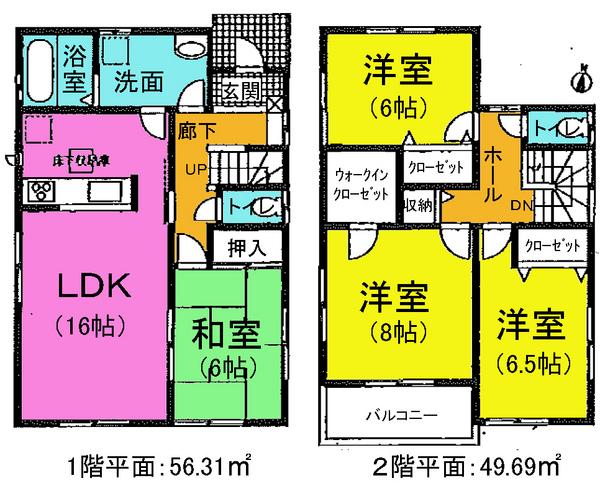 Floor plan. Price 24,800,000 yen, 4LDK+S, Land area 179.2 sq m , Building area 106 sq m
