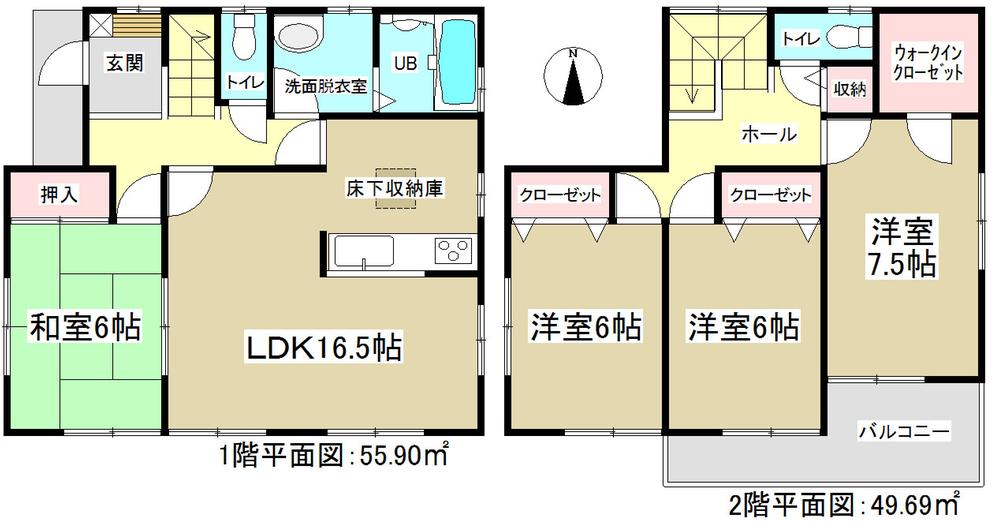 Floor plan. (Building 2), Price 23.8 million yen, 4LDK, Land area 170.96 sq m , Building area 105.59 sq m