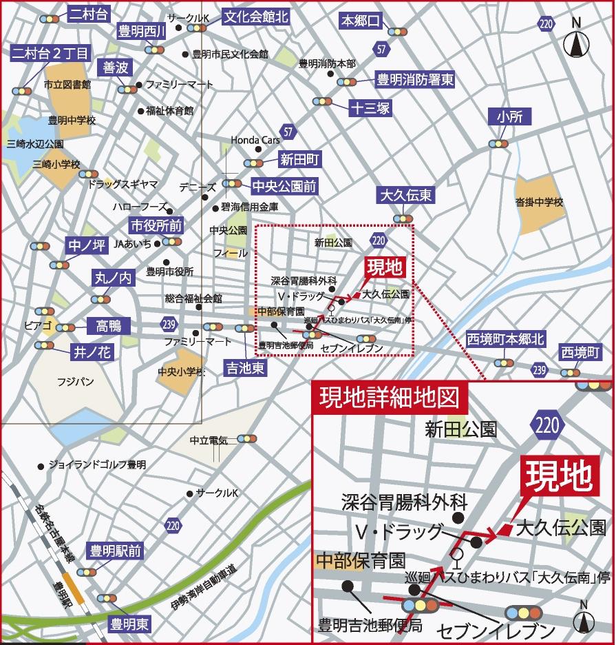 Local guide map. If you use a car navigation system, please enter "Toyoake Okute Machiminami 8 No. 11" / Local guide map