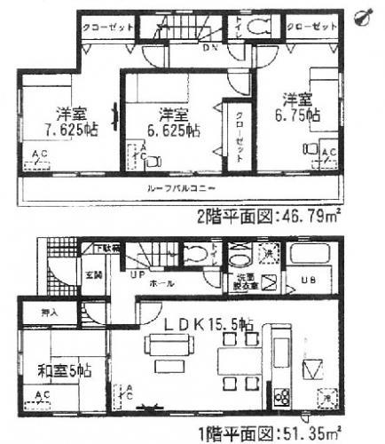 Floor plan. (1 Building), Price 28.8 million yen, 4LDK, Land area 110.17 sq m , Building area 98.14 sq m