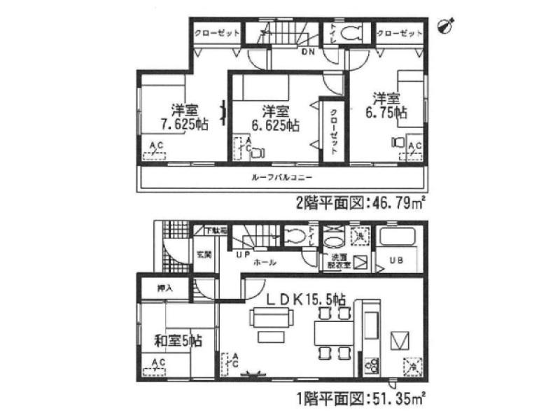 Floor plan. (1 Building), Price 28.8 million yen, 4LDK, Land area 110.17 sq m , Building area 98.14 sq m