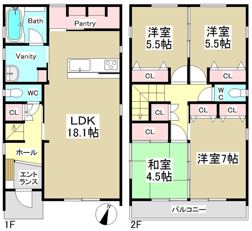 Floor plan. (Building 2), Price 35,980,000 yen, 4LDK+S, Land area 108.08 sq m , Building area 102.28 sq m