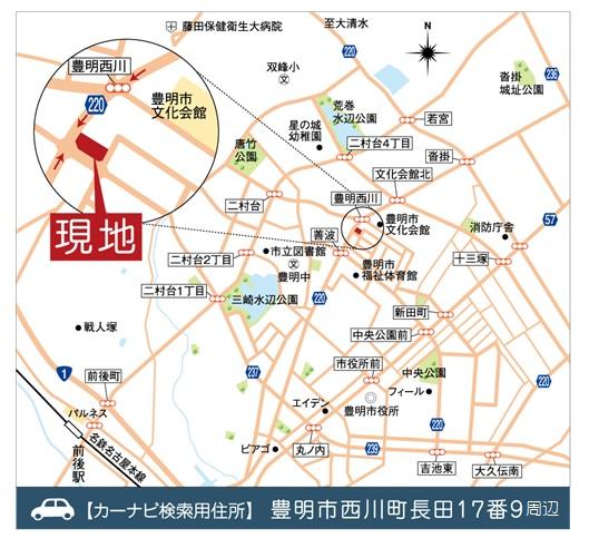 Local guide map. "Toyo-town Toyoake Nishikawa town "local guide map