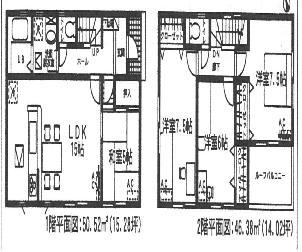 Floor plan. (Building 2), Price 27,800,000 yen, 4LDK, Land area 134.85 sq m , Building area 96.9 sq m