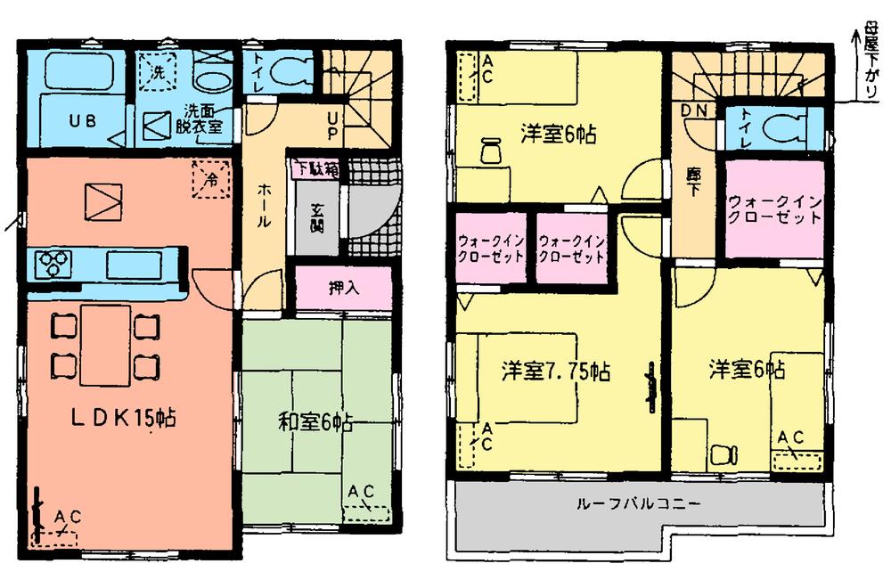 Floor plan. (Building 2), Price 31,300,000 yen, 4LDK, Land area 124.72 sq m , Building area 98.56 sq m