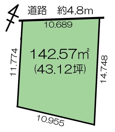 Compartment figure. Land price 13 million yen, Land area 142.57 sq m