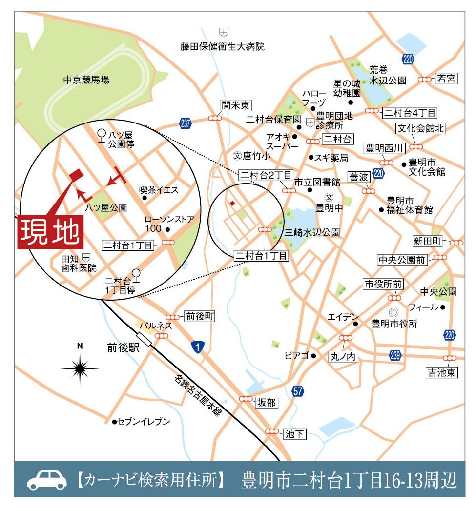 Local guide map. "Toyo-town Toyoake Futamuradai 1-chome "local guide map