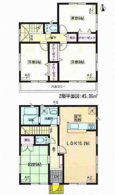 Floor plan. 19.9 million yen, 4LDK, Land area 121.68 sq m , Building area 96.39 sq m 2 Building Floor