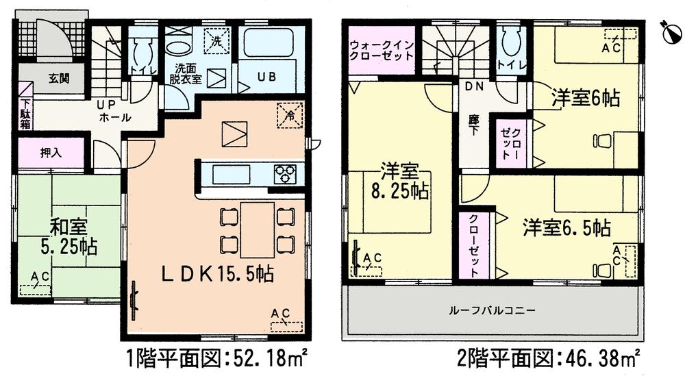 Floor plan. (Building 2), Price 24,900,000 yen, 4LDK, Land area 143.28 sq m , Building area 98.56 sq m