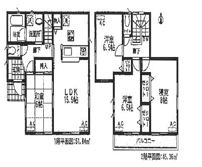 Floor plan. (Building 2), Price 24,800,000 yen, 4LDK, Land area 136.27 sq m , Building area 97.2 sq m