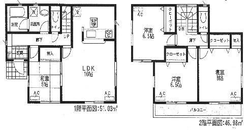 Floor plan. (6 Building), Price 21,800,000 yen, 4LDK, Land area 172.48 sq m , Building area 98.01 sq m