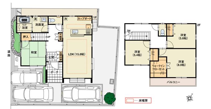 Floor plan. (No.2 compartment), Price 34,800,000 yen, 4LDK+S, Land area 145.75 sq m , Building area 107.11 sq m