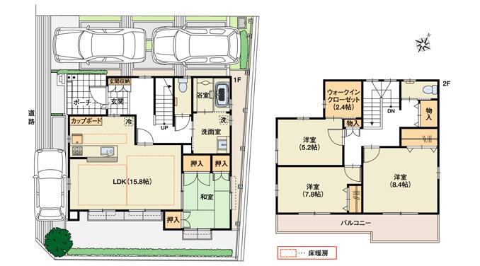 Floor plan. (No.4 compartment), Price 35,500,000 yen, 4LDK+S, Land area 145.75 sq m , Building area 113.75 sq m