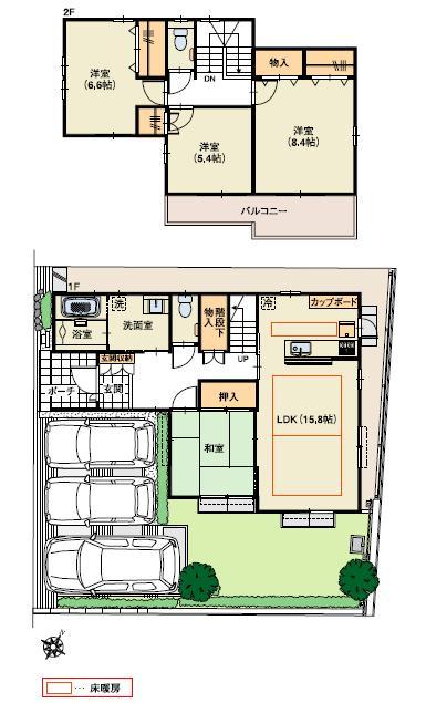 Floor plan. (No.3 compartment), Price 35,500,000 yen, 4LDK+S, Land area 145.74 sq m , Building area 109.75 sq m