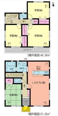 Floor plan. (Building 2), Price 19.9 million yen, 4LDK, Land area 121.68 sq m , Building area 96.39 sq m