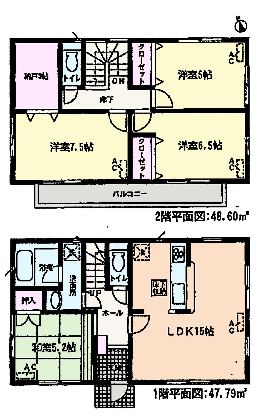 Floor plan. (Building 2), Price 23.8 million yen, 4LDK+S, Land area 155.84 sq m , Building area 96.39 sq m