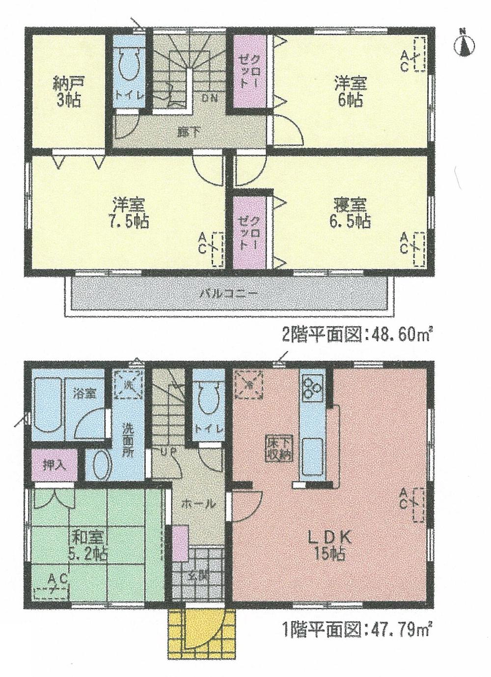 Floor plan. (1 Building), Price 24,900,000 yen, 4LDK+S, Land area 138.84 sq m , Building area 96.39 sq m
