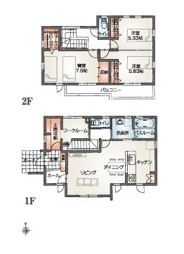 Floor plan. 29,900,000 yen, 3LDK, Land area 200 sq m , Building area 98.55 sq m 3LDK + hobby space with a floor plan. 