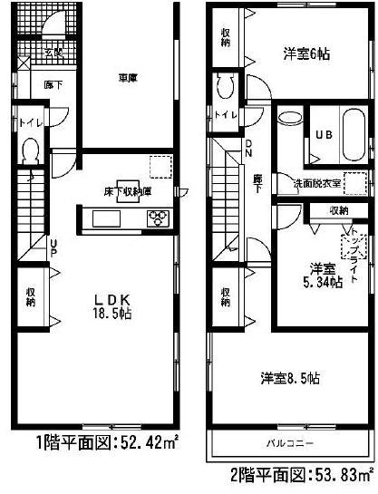 Floor plan. Price 27,800,000 yen, 3LDK, Land area 113.17 sq m , Building area 106.25 sq m