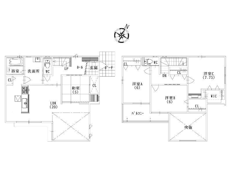 Floor plan. (No. 6 locations), Price 34,300,000 yen, 4LDK, Land area 142.16 sq m , Building area 113.46 sq m