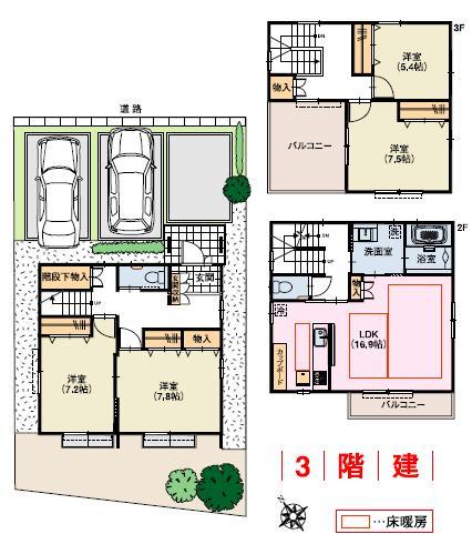 Floor plan. Price 33,700,000 yen, 4LDK, Land area 129.4 sq m , Building area 126 sq m