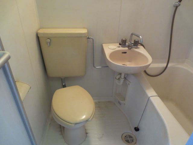 Toilet. There is also a wash basin.