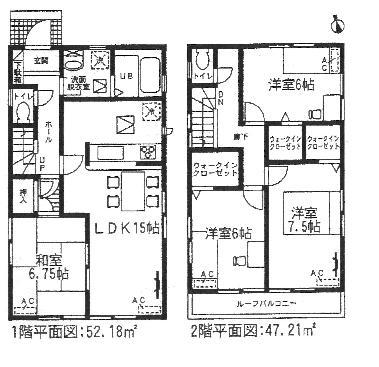 Floor plan. (6 Building), Price 23.8 million yen, 4LDK, Land area 130.18 sq m , Building area 99.39 sq m