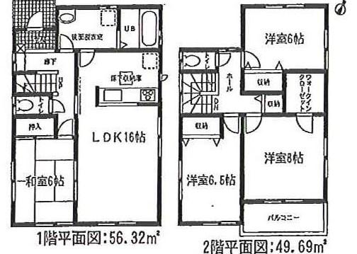Floor plan. (1 Building), Price 26,800,000 yen, 4LDK, Land area 162.57 sq m , Building area 106.01 sq m