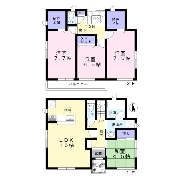 Floor plan. (1 Building), Price 17,900,000 yen, 4LDK+2S, Land area 149.47 sq m , Building area 97.2 sq m