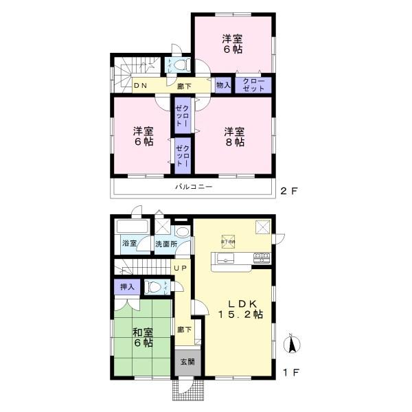 Floor plan. (Building 2), Price 19.9 million yen, 4LDK, Land area 121.68 sq m , Building area 96.39 sq m