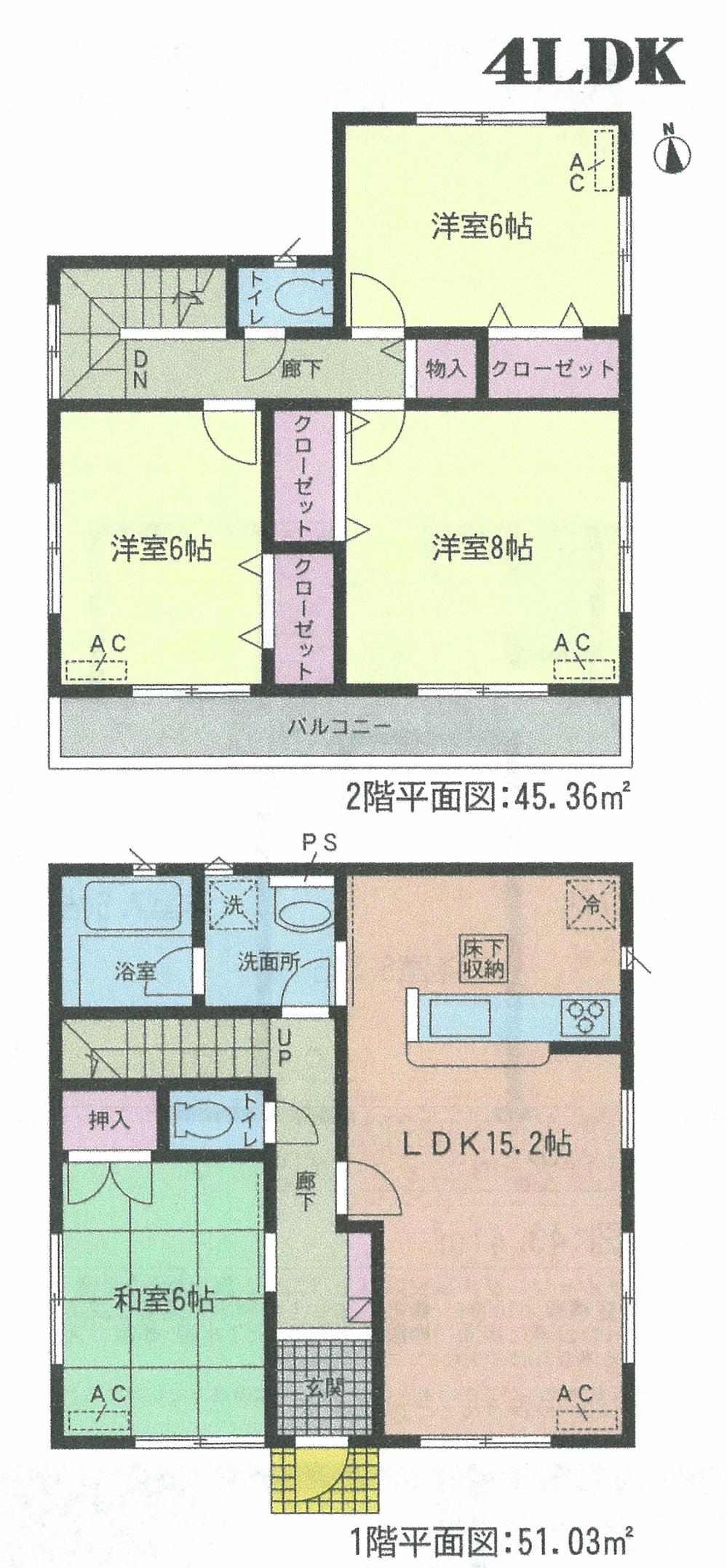 Floor plan. (Building 2), Price 19.9 million yen, 4LDK, Land area 121.68 sq m , Building area 96.39 sq m