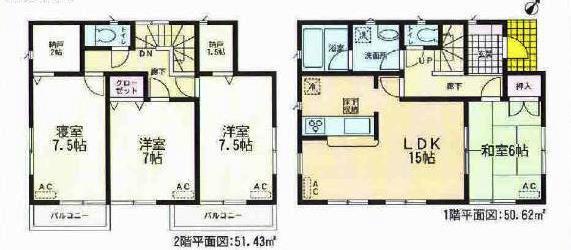 Floor plan. 22,900,000 yen, 4LDK+S, Land area 157.14 sq m , Building area 102.05 sq m 3 Building Floor