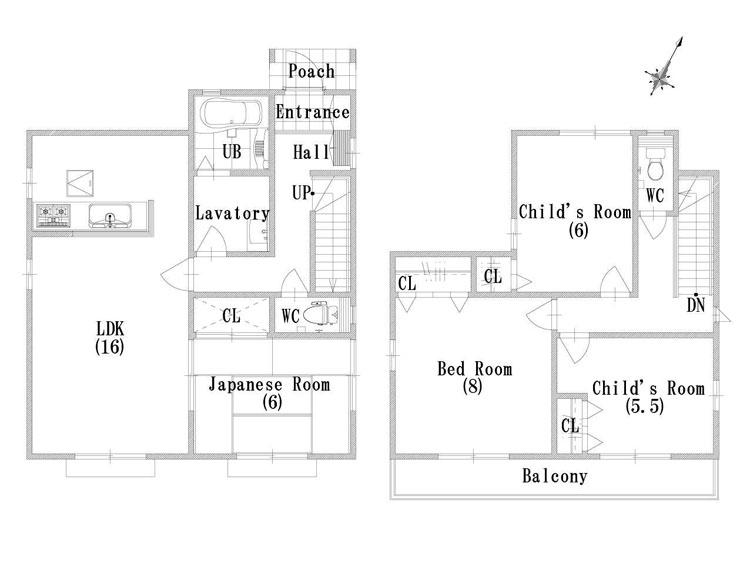 Building plan example (floor plan). Building plan example (No. 1 place) 4LDK, Land price 15 million yen, Land area 142.69 sq m , Building price 18.3 million yen, Building area 101.04 sq m