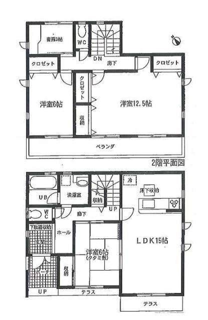 Floor plan. 22,800,000 yen, 3LDK + S (storeroom), Land area 183.88 sq m , Building area 107.68 sq m Zenshitsuminami direction