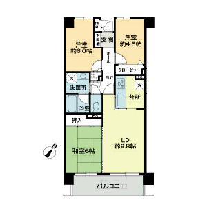 Floor plan. 3LDK, Price 11.5 million yen, Footprint 65.7 sq m , Balcony area 8.05 sq m