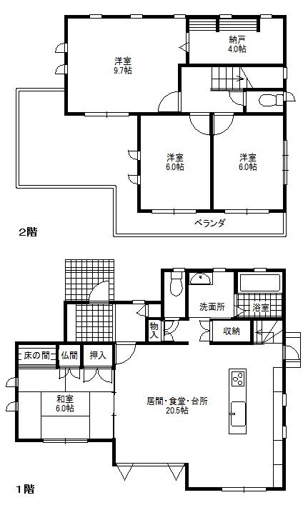 Floor plan. 29,800,000 yen, 4LDK + S (storeroom), Land area 177.08 sq m , Building area 120.59 sq m