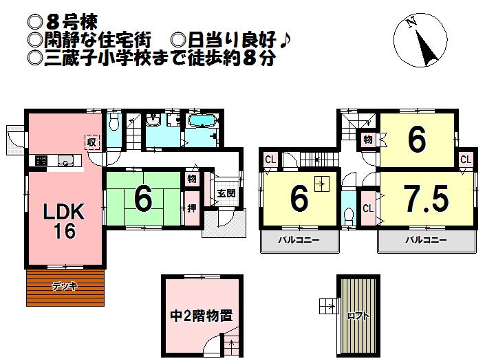 Floor plan. (8 Building), Price 29,200,000 yen, 4LDK+S, Land area 140.47 sq m , Building area 104.35 sq m