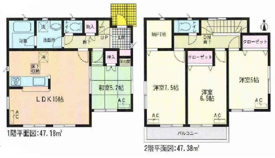 Floor plan. 20,900,000 yen, 4LDK+S, Land area 194.25 sq m , Building area 94.56 sq m 2 Building Floor