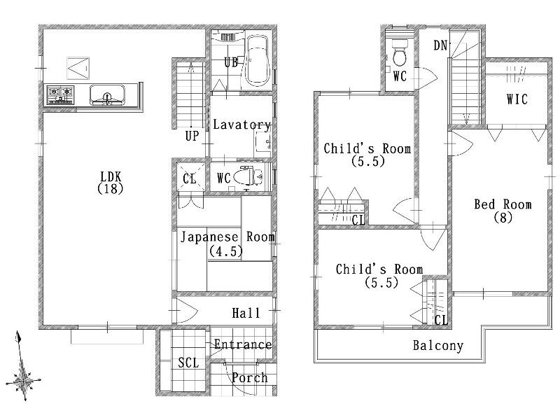 Building plan example (floor plan). Building plan example (No. 6 locations) 4LDK, Land price 12.4 million yen, Land area 122.32 sq m , Building price 18.3 million yen, Building area 101.04 sq m