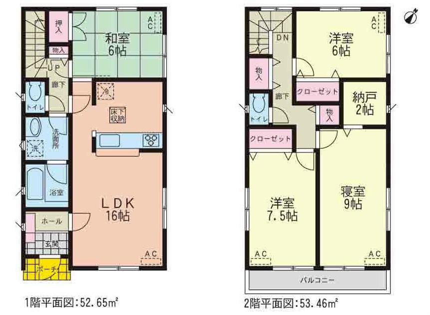 Floor plan. 27,800,000 yen, 4LDK+S, Land area 144.2 sq m , Building area 106.11 sq m 1 Building Floor