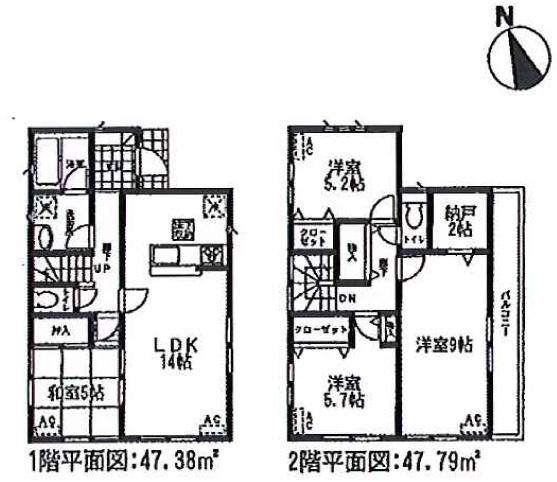 Floor plan. (6 Building), Price 18.9 million yen, 4LDK+S, Land area 135.56 sq m , Building area 95.17 sq m
