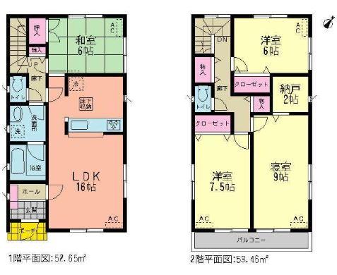 Floor plan. (1 Building), Price 27,800,000 yen, 4LDK+S, Land area 144.2 sq m , Building area 106.11 sq m