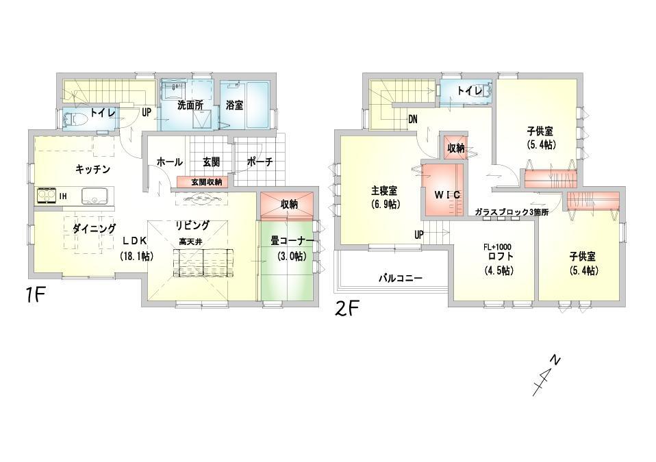 Floor plan. (Yayoi Toyokawa E), Price 30,600,000 yen, 3LDK, Land area 124.34 sq m , Building area 106.83 sq m