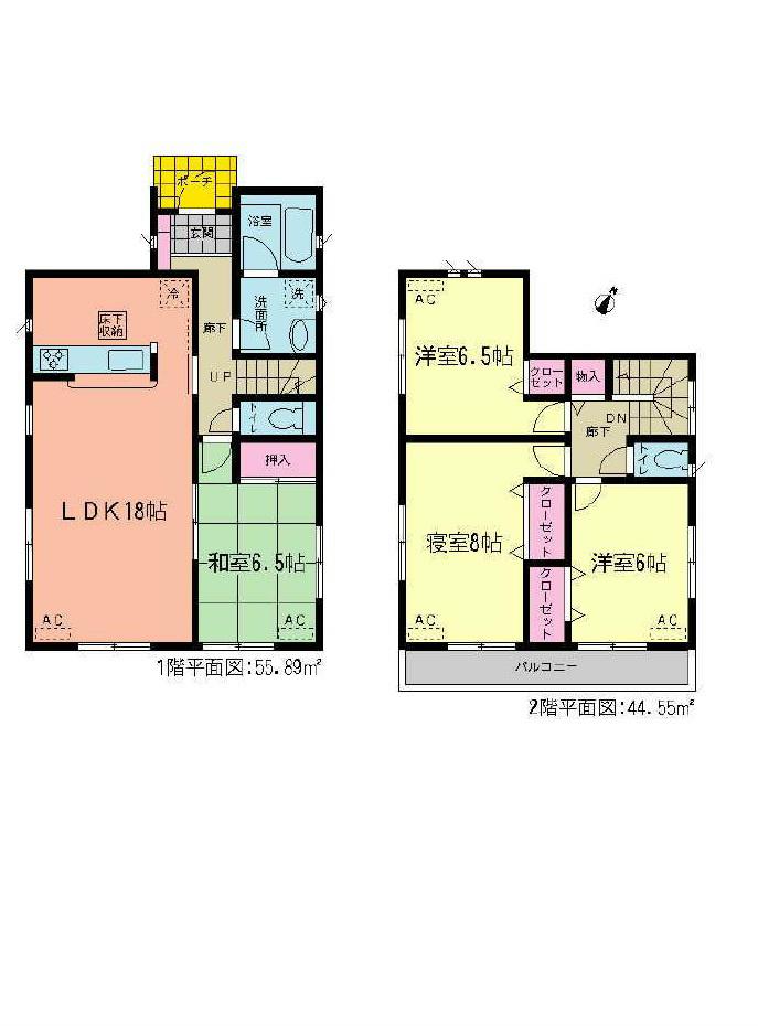 Floor plan. 25,800,000 yen, 4LDK, Land area 186.32 sq m , Building area 100.44 sq m 1 Building Floor
