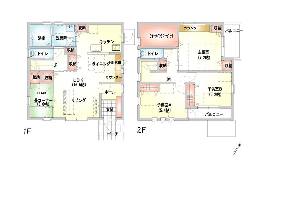 Floor plan. (Yayoi Toyokawa C), Price 30,800,000 yen, 3LDK, Land area 124.84 sq m , Building area 98.68 sq m